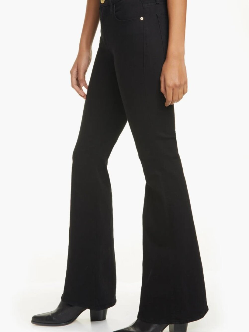Frame Le Pixie High Rise Flare Jeans Womens 32 Petite, FILM NOIR Denim